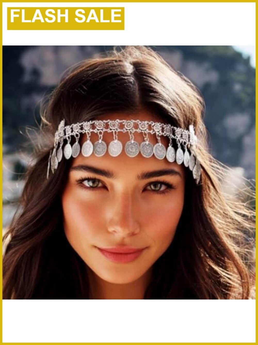 Silver Egyptian Headpiece Head Chain Coin Hair Jewelry Bohemian Gypsy